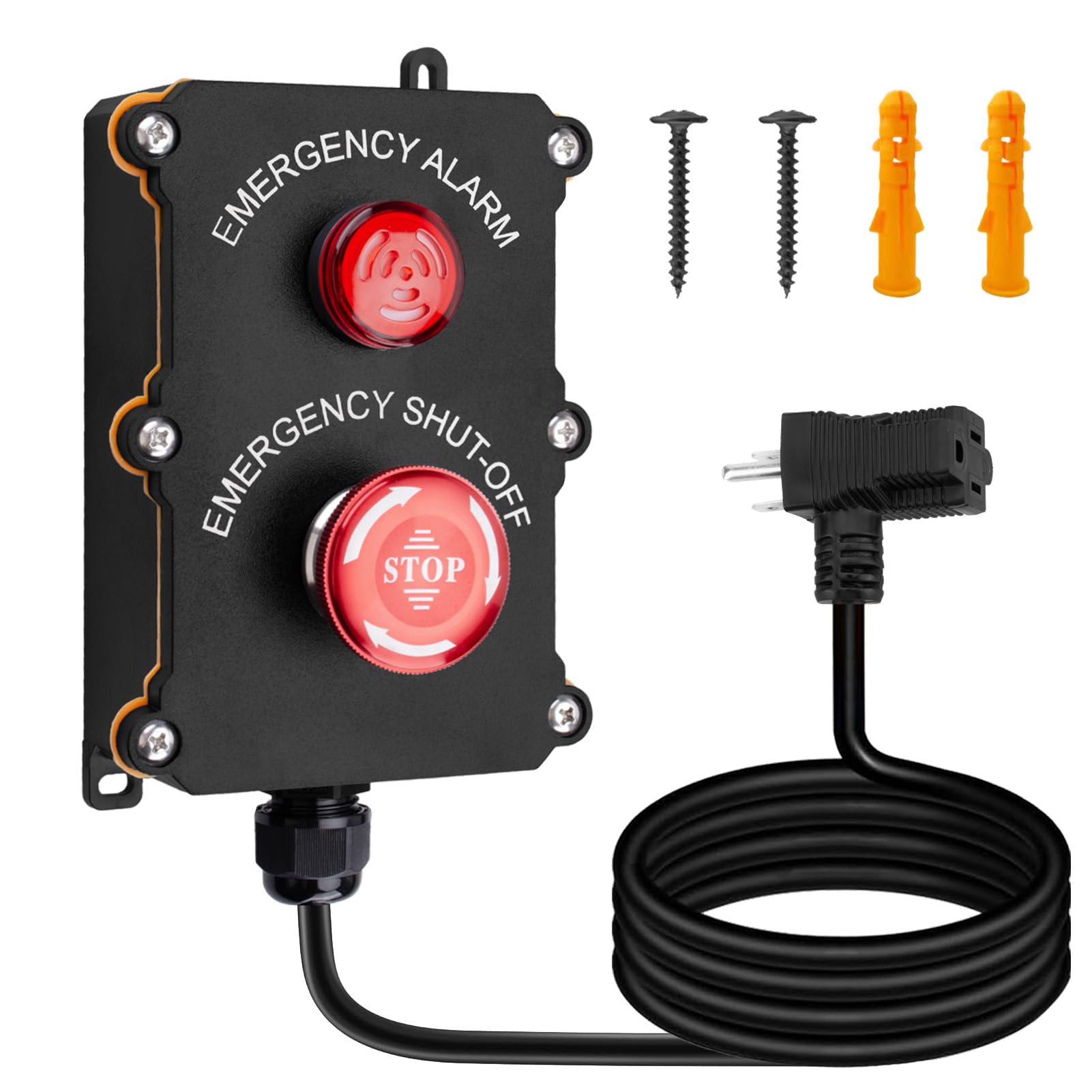 440V 10A Emergency Stop Switch with Audible Alarm – 10ft Heavy